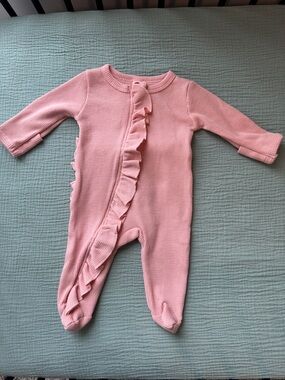 Pink Ruffle Knit One-Piece for Babies - Soft Footed Romper